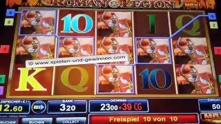 Roman Legion auf 50 Cent im 10ten Freispiel volle Reihe. Fast 500 Euro