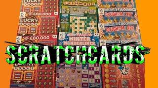 Scratchcards..LUCKY BONUS..Scrabble Cashword.WONDERLINES..£500,000 Red..Dough me Money.. mmmmmmMMM