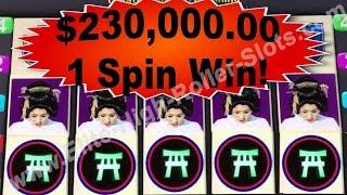 •Big $230,000 Thousand Buck 1 Spin Win on Video Slot! Jackpot Handpay, Return of the Samurai, Giesha