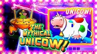 The Mythical UNICOW! - Invaders Return From the Planet Moolah - WMS SLOTS!!!