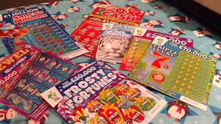 Scratchcards..LUCKY 7..20x CASH...SANTA"S MILLIONS..COOL FORTUNE