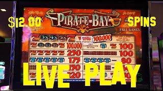 PIRATE BAY High Limit Denom live play at $12.00 per spin Slot Machine