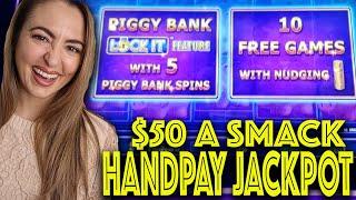 $50/SPIN HANDPAY on Piggy Bankin' LOCK IT LINK in Vegas!
