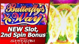 Butterfly's Way Slot - Second Spin Free Spins Bonus in New Konami Slot