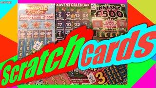 Scratchcards...Advent Calendar...Triple Jackpot..Instant £500..3 Times Lucky.Bangers & Cash