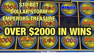 OVER $2000 IN WINS!! DOLLAR STORM $10 BET EMPEROR'S TREASURE AT RIVER SPIRIT CASINO TULSA OKLAHOMA !