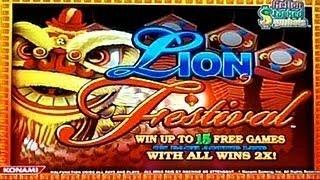 Konami -  Lion Festival :  4 Line Hits on a $0.90 bet and a $0.40 bet