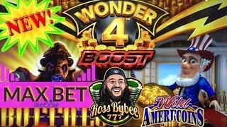 8 SCREENS of BOOSTED BUFFALO •️ MAX BET Wonder 4 Slot Machine