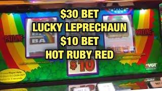 $30 BET LUCKY LEPRECHAUN & $10 BET HOT RUBY RED AT CHOTCAW CASINO DURANT! RED SCREEN #BUILDIT!!!!