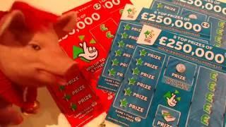 Scratchcards Blue 250.000 Vs Red 250.000 and More..with Moaning PIG