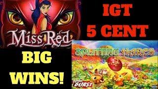 HOW TO WIN AT SLOTS! *MISS RED* SPLITTING HARES* BIG WINS* 5 CENT DENOM