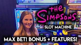 The Simpsons Slot Machine! Highroller Max Bet Vs Normal Max Bet! Bonus + Features!!