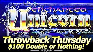 Enchanted Unicorn Slot with Hot Roulette Feature for Throwback Thursday! $100 Double or Nothing!