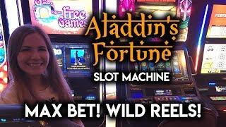 MAX BET! Aladdins Fortune Slot Machine! WILD REELS!