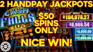 High Limit Cash Falls Pirate's Trove (2) HANDPAY JACKPOTS ~ $50 SPINS ONLY Slot Machine MOHEGAN SUN