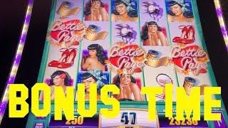 Bettie Page Live Play at max bet $2.50 with BONUS Aristocrat Slot Machine