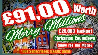 MASSIVE £91.00 of Scratchcards..it a BIG Game..Merry Millions..etc.. (fast & furious  classic game)
