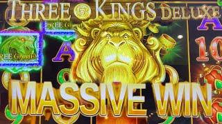 THREE KINGS DELUXE • MAX BET • OVER 70 FREE GAMES AT MAX BET! • MASSIVE WIN AT THE CASINO