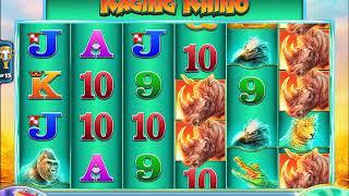 RAGING RHINO Video Slot Casino Game with a "BIG WIN" FREE SPIN BONUS
