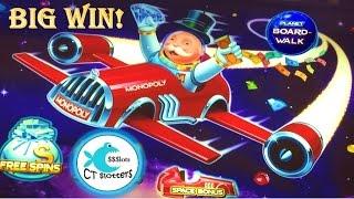 Monopoly Planet Go Slot Machine - Free Spins BIG WIN!! - Multiple Bonuses