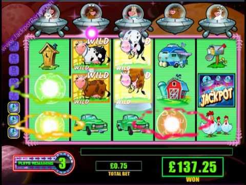 £153.75 SUPER BIG WIN (205 X STAKE) INVADERS FROM THE PLANET MOOLAH™ AT JACKPOT PARTY