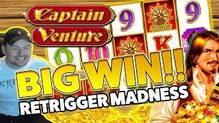 Captain Venture BIG WIN - HUGE WIN on Casino Games session - RETRIGGER MADNESS