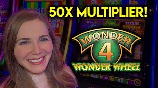 WOW! A Four Coin BONUS And 50x Multiplier Spin! Wonder 4 Wonder Wheel Slot Machine!