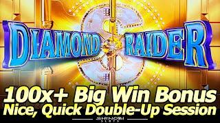 Diamond Raider and Lion Carnival Slot machines - Free Games Bonuses and a 100x+ Big Win!