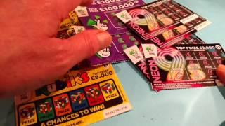 Scratchcards..NEON 9..100,000 PURPLE...KUBIK'S...WINNING 7's...and of course Piggy