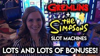 Gremlins BONUS •Bonanza• and The Simpsons Slot Machine WIN!
