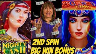 2nd SPIN BIG WIN BONUS! Scarab Link and Rising Jackpots Pompeii Bonuses.