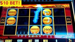 Lightning Link Sahara Gold Slot Machine $10 Max Bet *LIVE PLAY* Bonus!