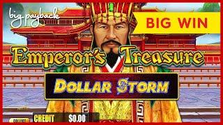 HIGH LIMIT ACTION! Dollar Storm Emperor's Treasure Slot - HUGE WIN SESSION | $25 BET BONUS!