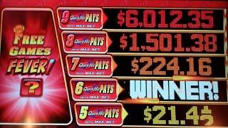 Wild Red Slot Machine Bonus + 6 Quick Hit Symbols Progressive Jackpot - 10 Free Games Win w/ 3x Pays