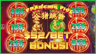 HIGH LIMIT Prancing Pigs Jin Ji Bao Xi HANDPAY JACKPOT $52 Max Bet Bonus Round Slot Machine