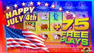 HAPPY 4th of JULY!!! MASSIVE RETRIGGERS!!! on Invaders Attack from the Planet Moolah - SLOTS