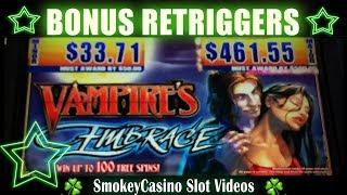 Vampire's Embrace Slot Machine Bonus Win • Re-Triggers By WMS • SmokeyCasino