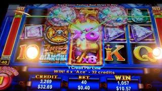 Twice the Diamonds Slot Machine Bonus - 10 Free Games Win with Stacked Locking Wilds