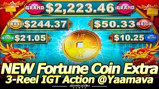 NEW Fortune Coin Extra 3-Reel Slot Machine! Live Play with Features and Nice Line Hit