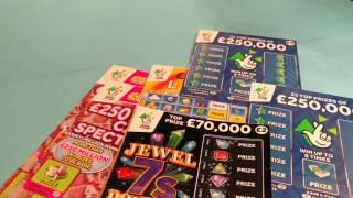 Big Mummer. Millionaire Scratchcard..Jewel 7's...250,000 Blue..Lucky Lines