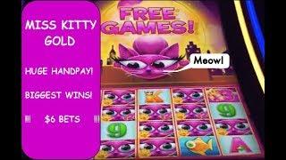 HANDPAY!!! Compilation of Big, Huge, and Handpay Wins on Miss Kitty Gold Slot Machine.