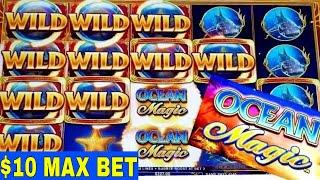 Ocean MAGIC Slot Machine $10 Bet Bonuses & BIG WINS | 1st Time I  Got a Bonus On Ocean MAGIC Slot