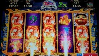 Volcanic Rock Fire Slot Machine Bonus - 8 Free Games with Random Wilds + Multipliers - Nice Win (#1)