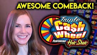 Triple Cash Wheel Slot Machine! Featuring Hot Shot! Went From Sour To Sweet! Nice Comeback!
