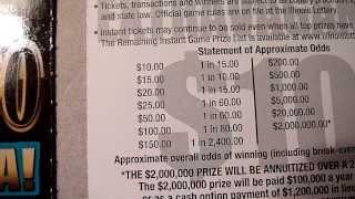 BIG WIN  -  $2,000,000 Extravaganza - Illinois $10 Instant Scratch off ticket
