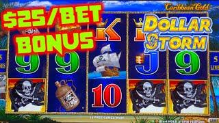 HIGH LIMIT Dollar Storm Caribbean Gold ⋆ Slots ⋆️ $25 SPIN BONUS ROUND Slot Machine Casino