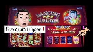 Max bet wins and a 5 Drum trigger•️Dancing Drums slot at Aria