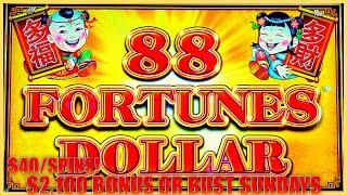 HIGH LIMIT 88 Fortunes Dollar $40 Spin Session on $5 Denomination Slot Machine Casino