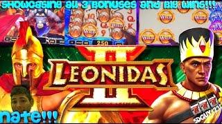 LIVE PLAY on Leonidas II Slot Machine W/ Nate Potater (Showcasing all 3 Bonuses