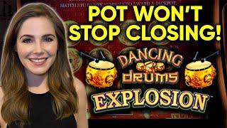 RIDICULOUS Amount Of Pot Closes! Dancing Drums Explosion! MAX BETTING ONLY!